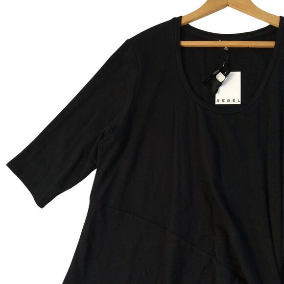 Rebel Wilson X Angels Black Sheath Dress Plus Size 2X NWT Stretch Ruched Scoop - Picture 4 of 8